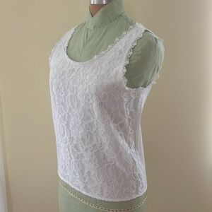 LANGTRY White Lace Sleeveless Top